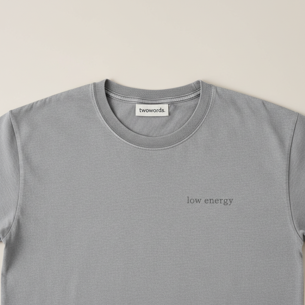 Low Energy washed grey tee by twowords.