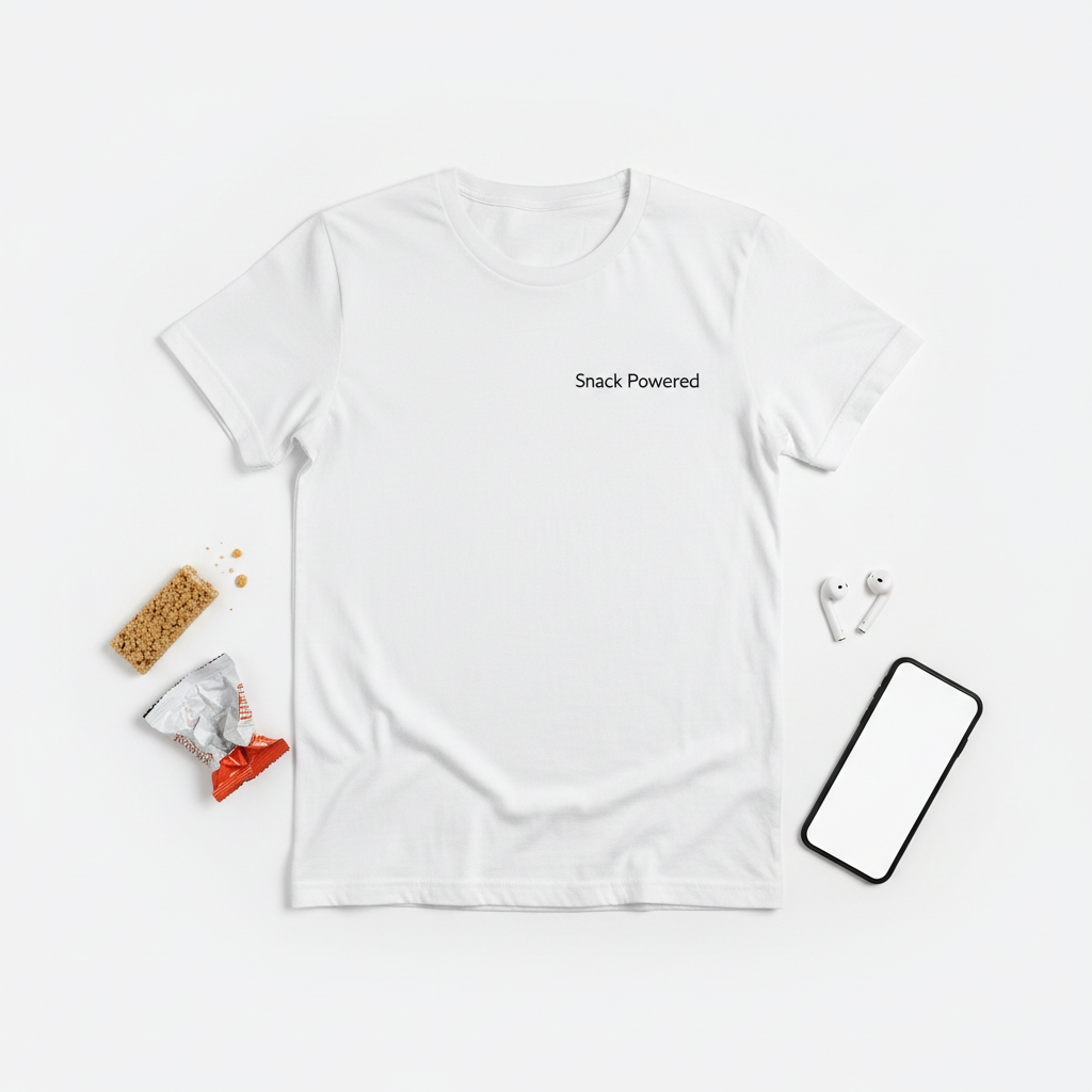 Snack Powered tee mockup