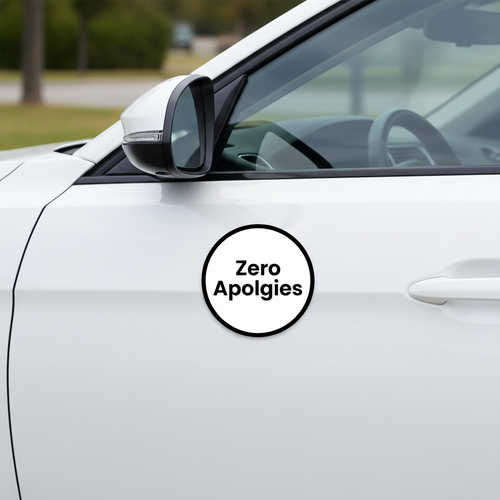 Zero Apologies car magnet mockup