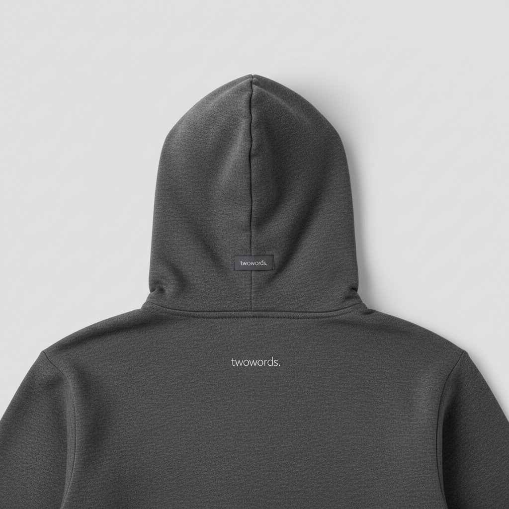 twowords. charcoal hoodie back