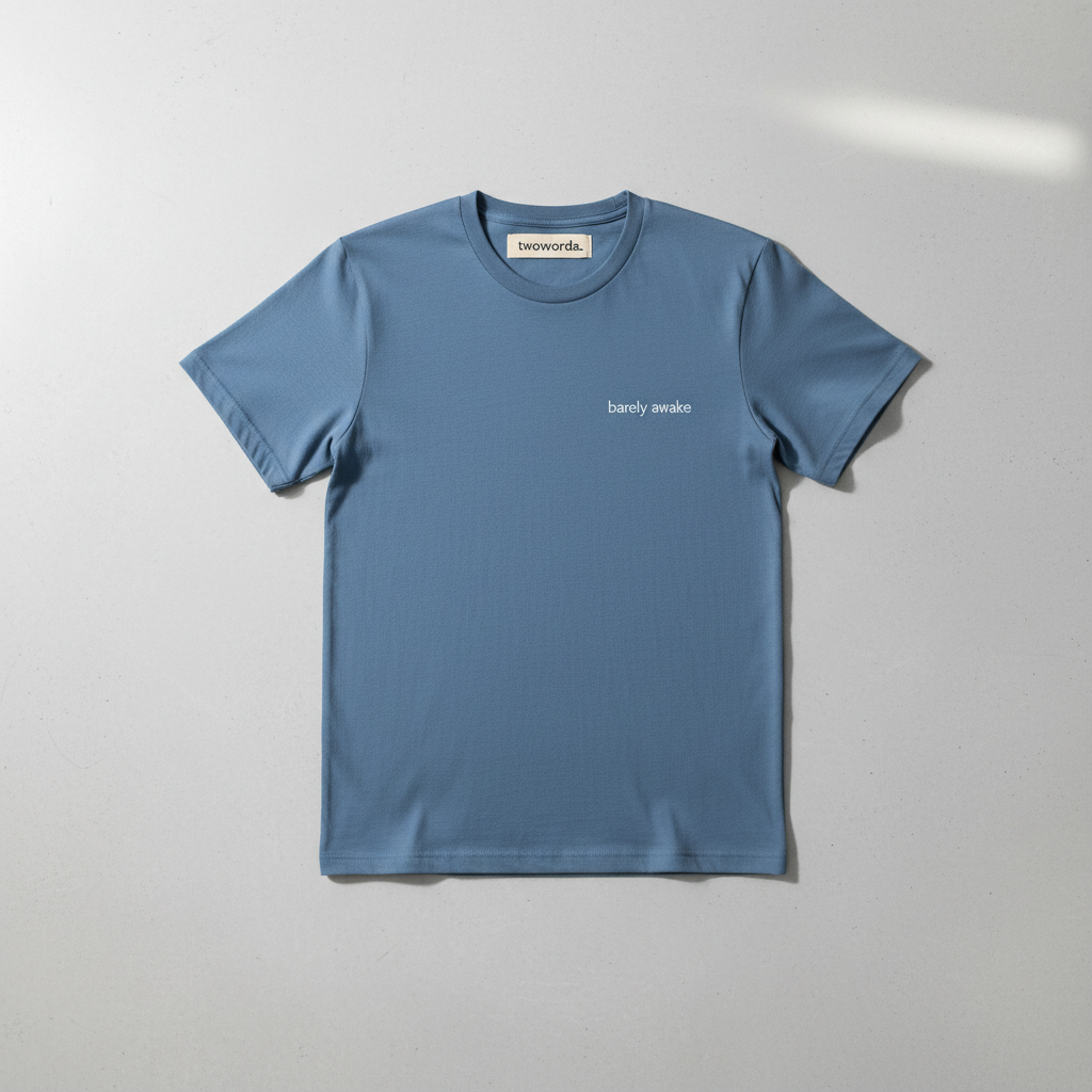 Barely Awake dusty blue tee by twowords.