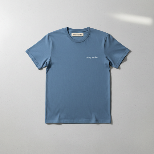 Barely Awake dusty blue tee by twowords.