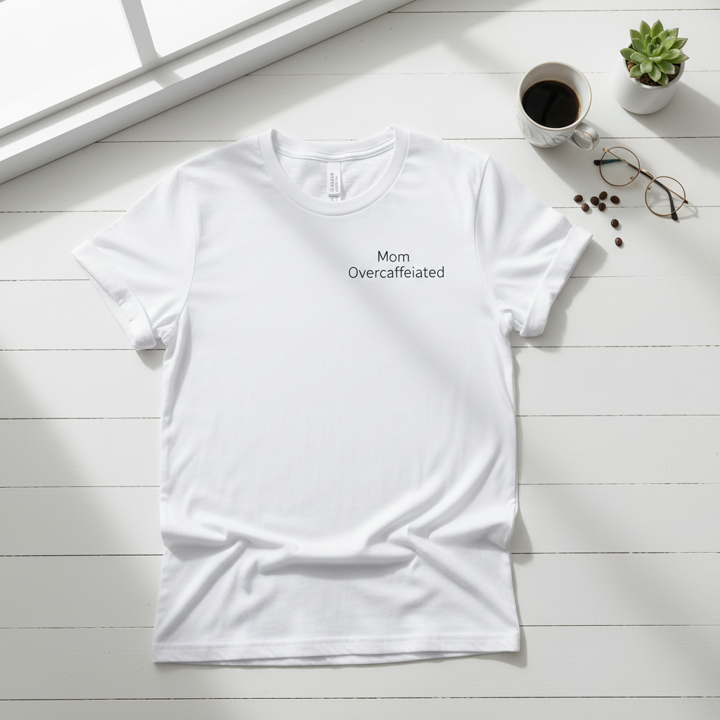 Mom Overcaffeinated tee mockup