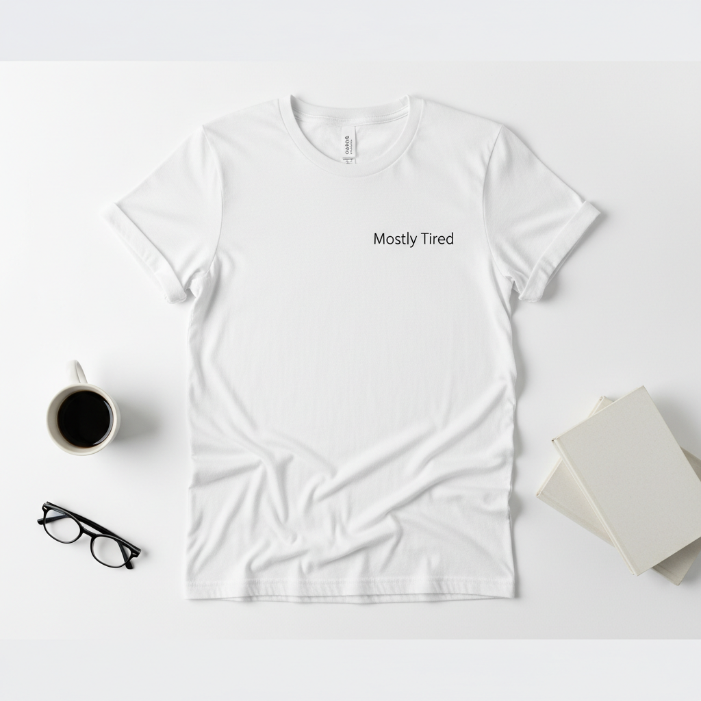 Mostly Tired tee mockup