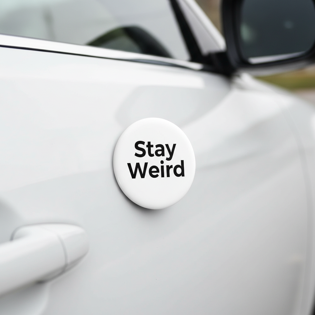 Stay Weird car magnet mockup
