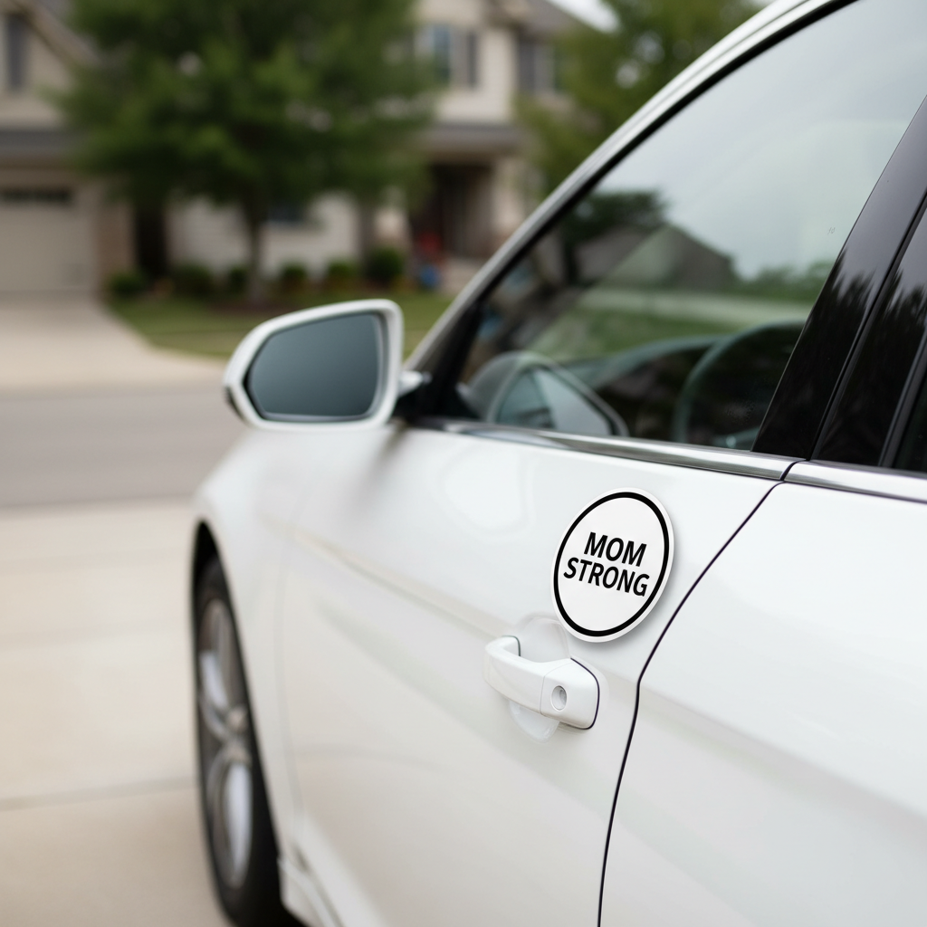 Mom Strong car magnet mockup