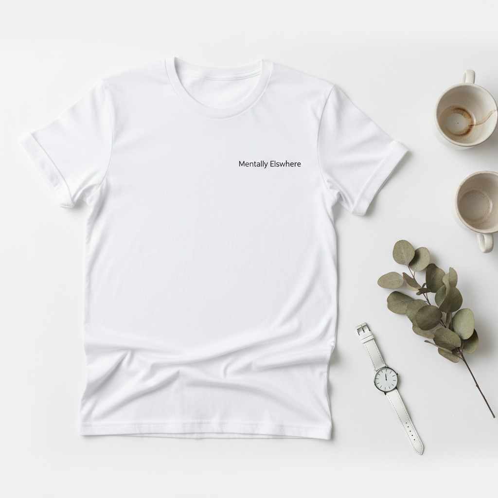 Mentally Elsewhere tee mockup