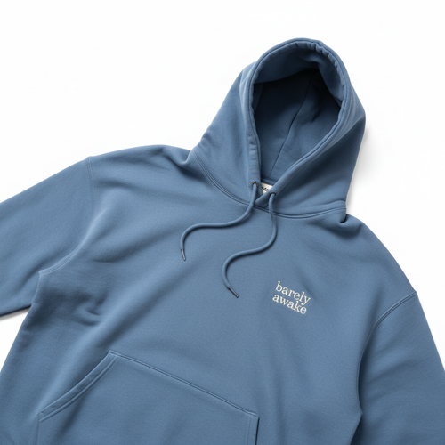 Barely Awake Hoodie by twowords. in dusty blue