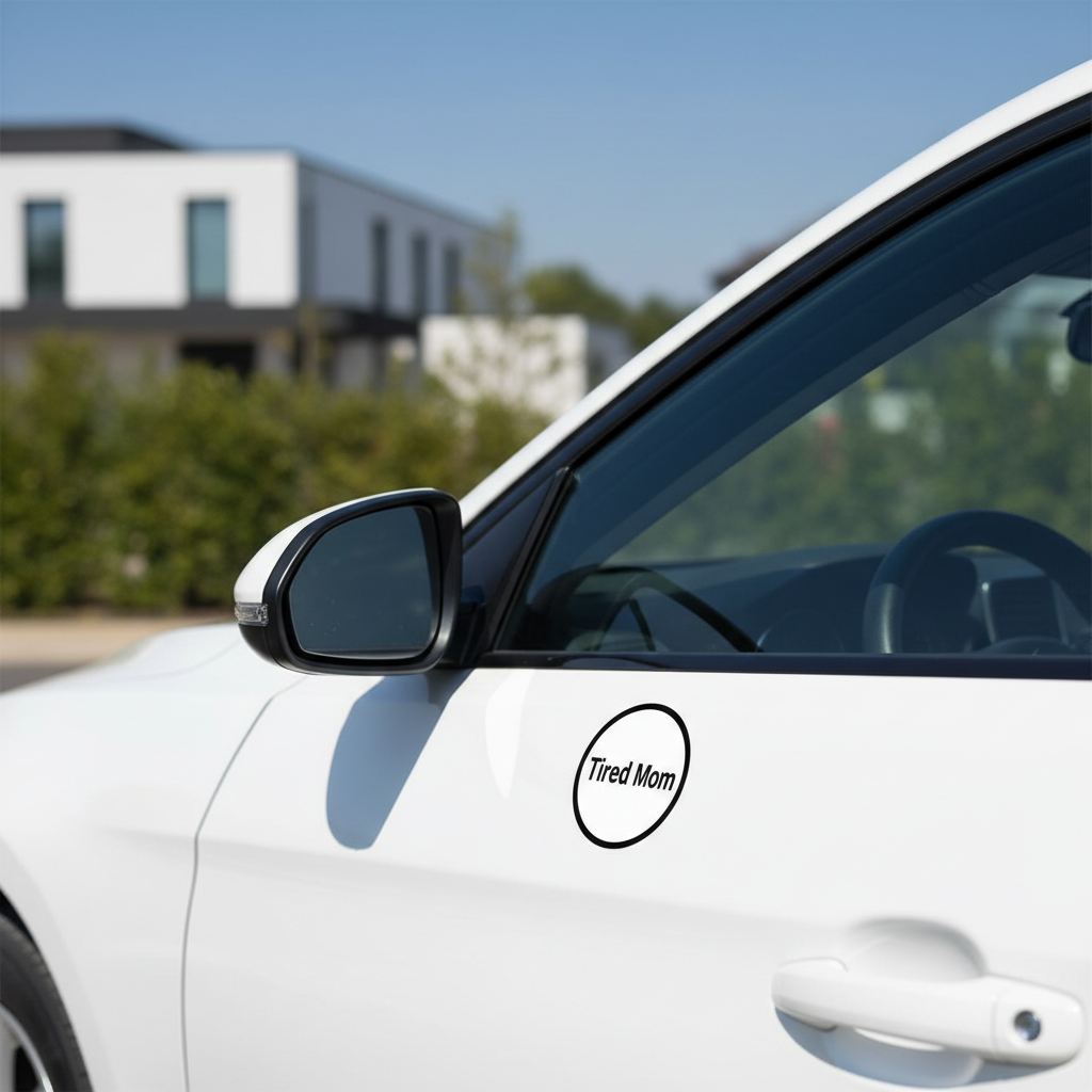 Tired Mom car magnet mockup