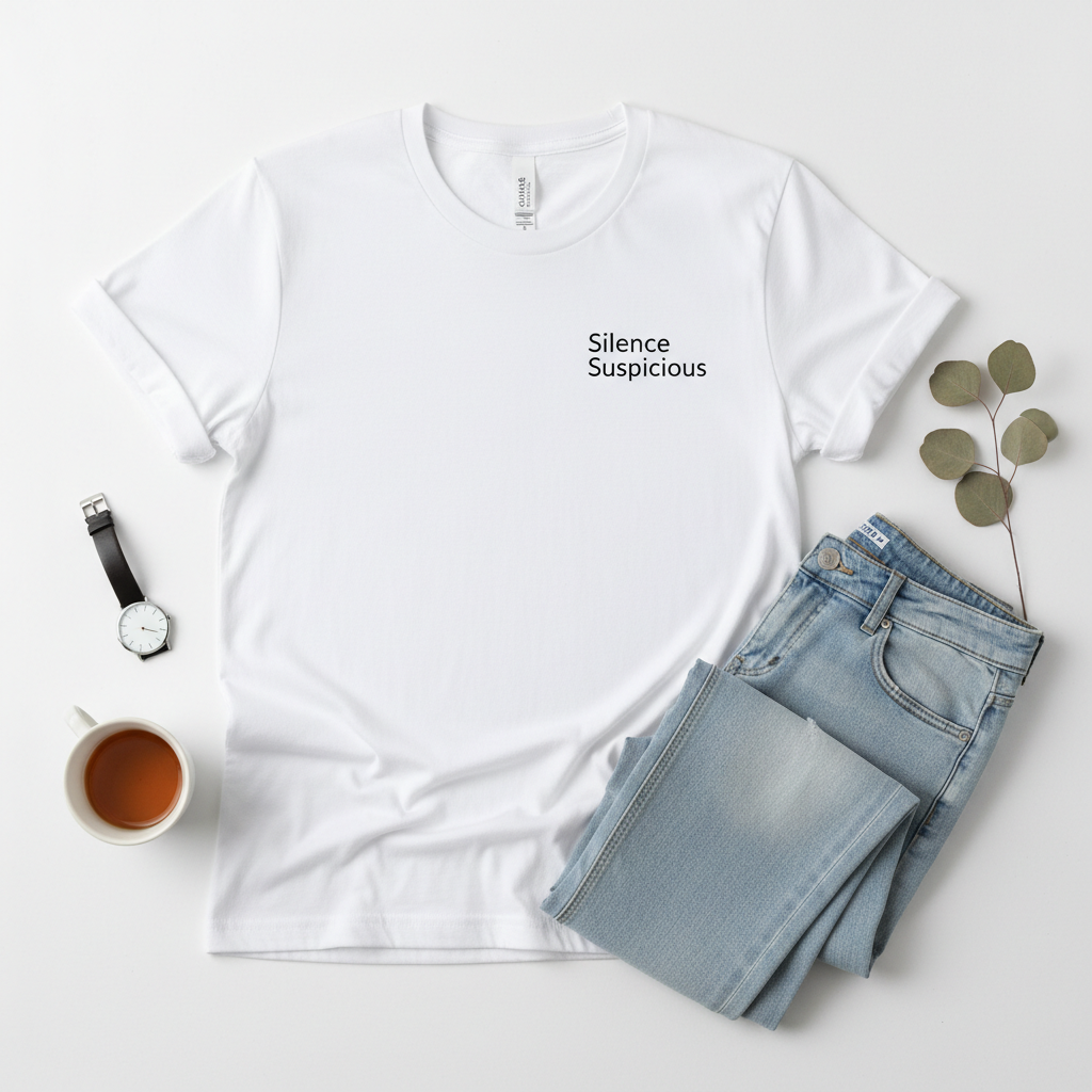 Silence Suspicious tee mockup